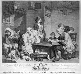 La lecture de la Bible, gravée par Pieter Franciscus Martenisie, 1759